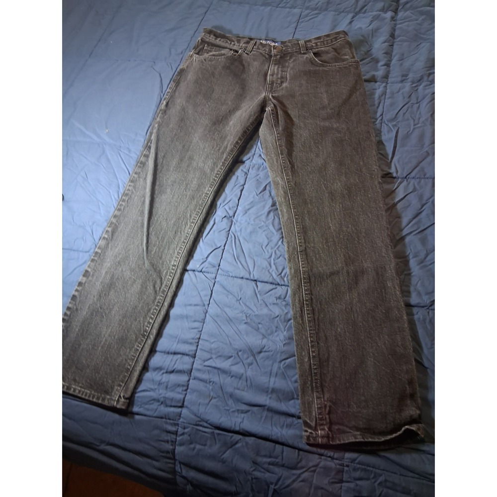 Arizona Jeans Mens 32x32 Slim Straight Black Faded‎ Med. Wash Denim Pockets